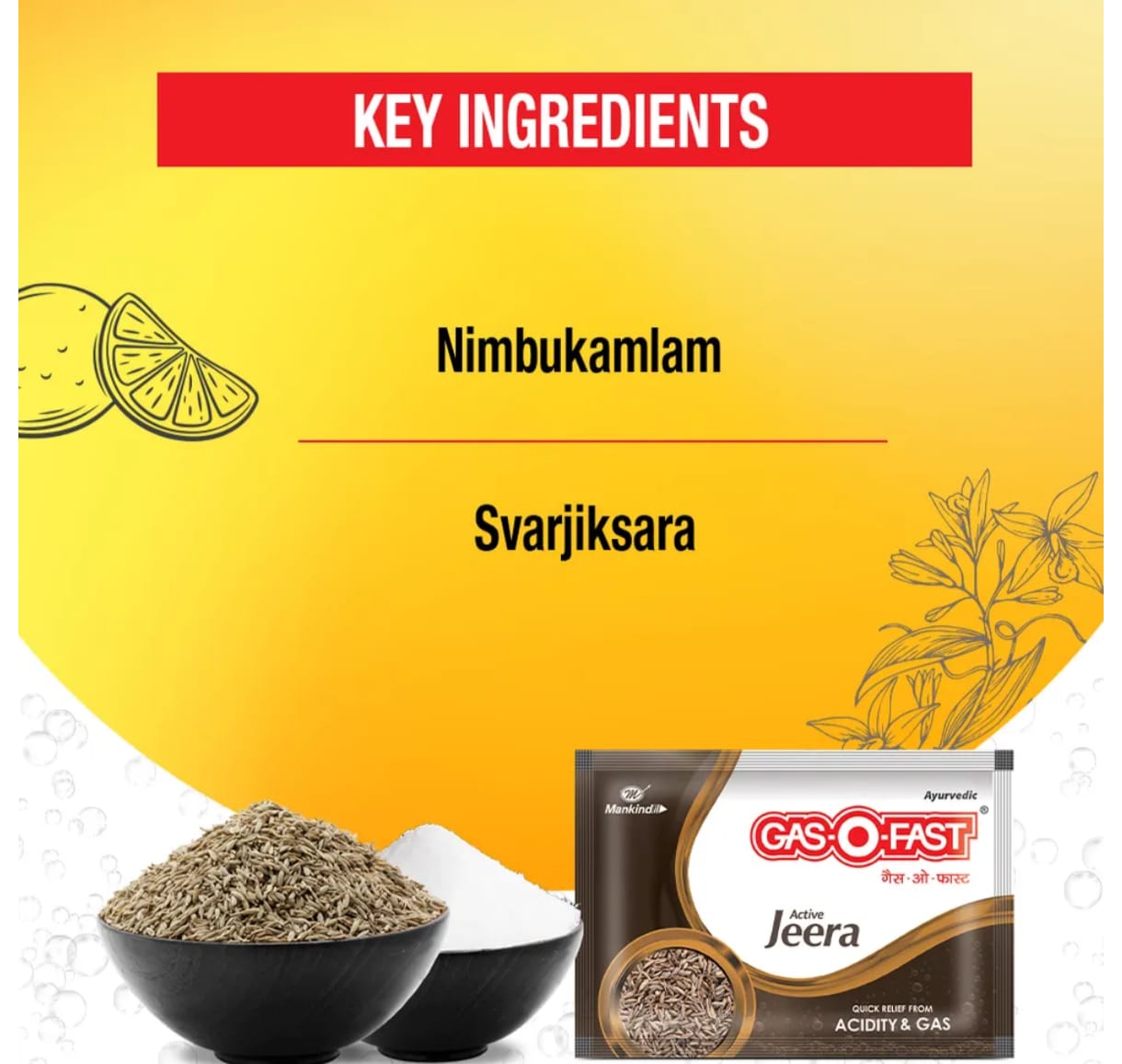 Gas-O-Fast Active Jeera Sachet, 30 gm (6x5gm), Pack of 1 Gas-O-Fast Active Jeera Sachet, 30 gm (6x5gm), Pack of 1