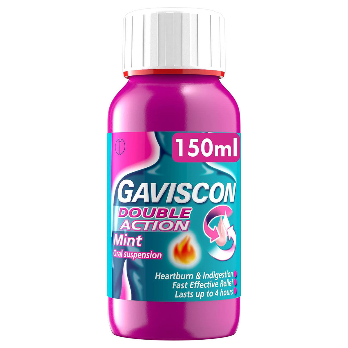 Buy Gaviscon Double Action Mint Flavour Oral Suspension 150 ml Online