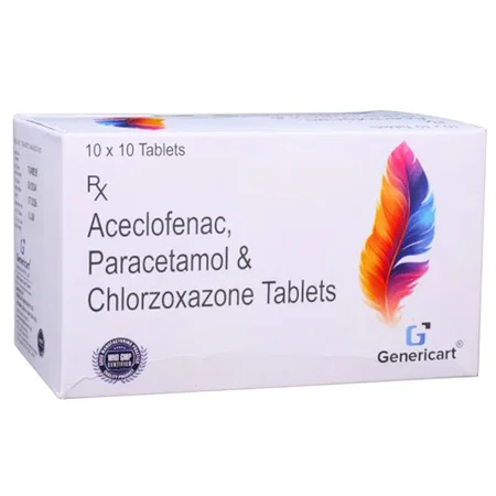Genericart Aceclofenac+Paracetamol+Chlorzoxazone 100mg/325mg/250mg Tablet  10's