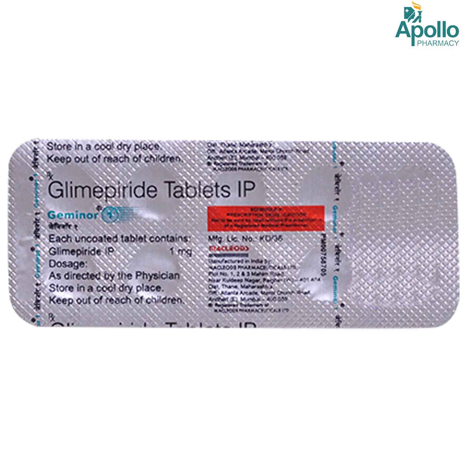 Geminor 1 Tablet 10's, Pack of 10 TABLETS Geminor 1 Tablet 10's, Pack of 10 TABLETS