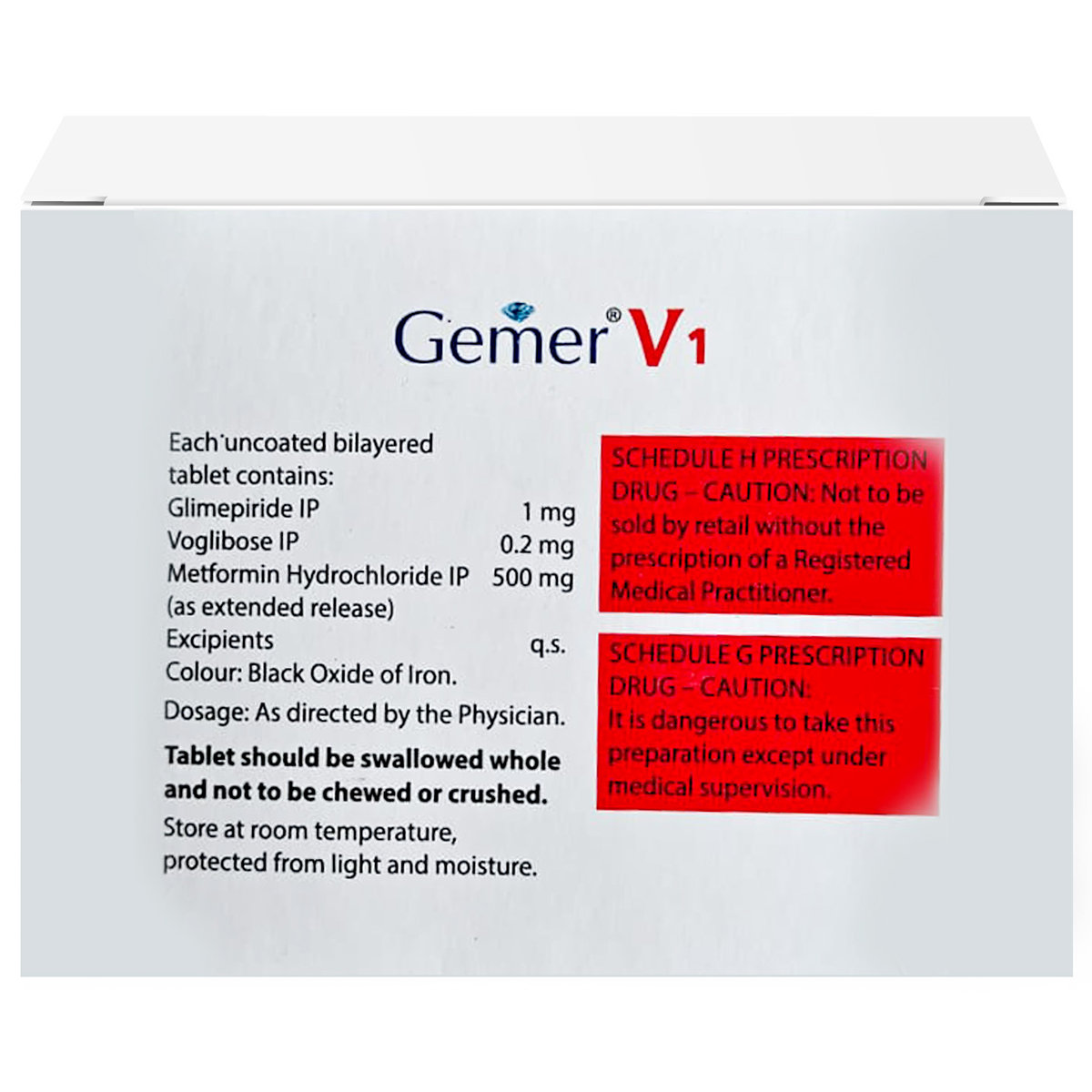 Gemer V 1 Tablet 15's, Pack of 15 TabletS Gemer V 1 Tablet 15's, Pack of 15 TabletS