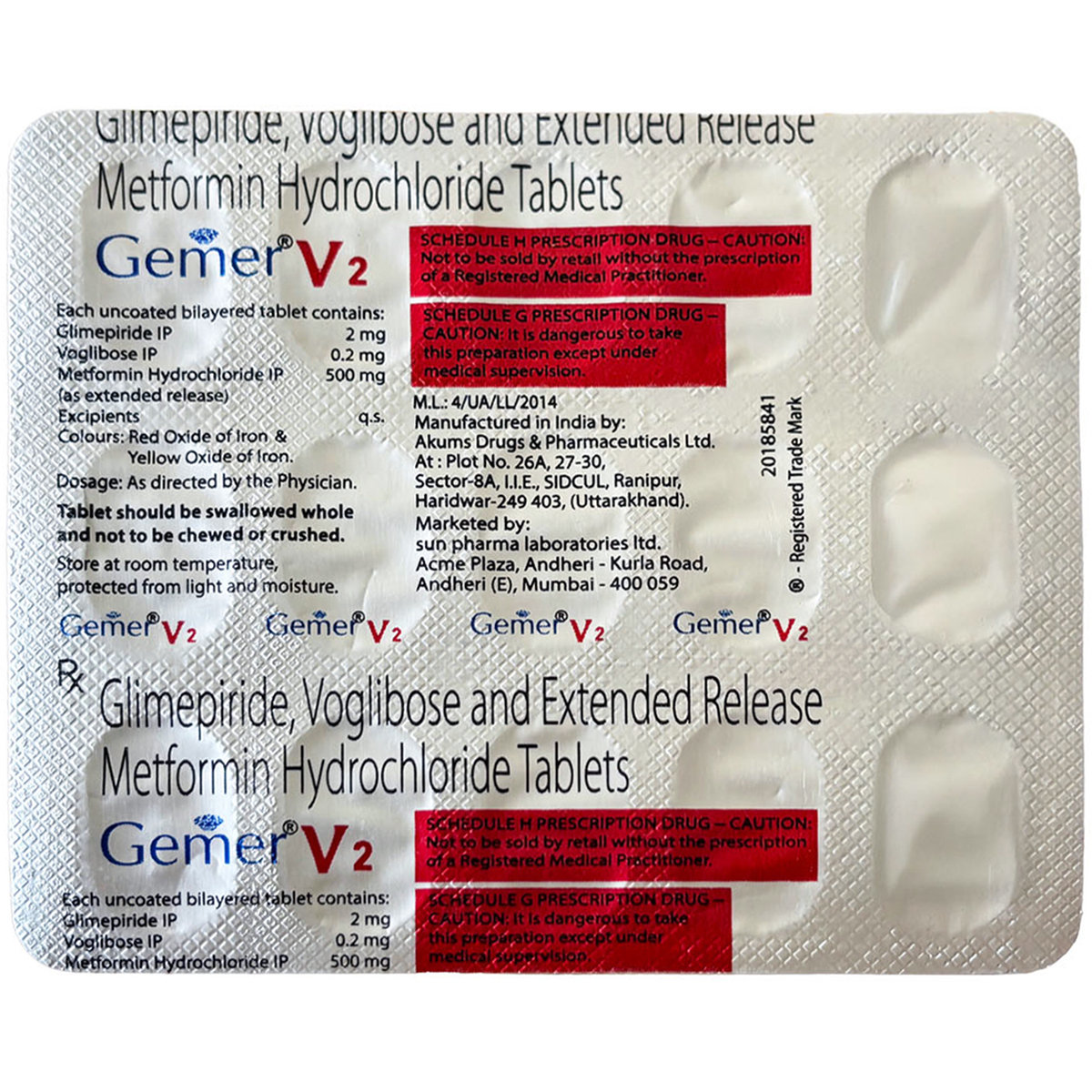 Gemer V 2 Tablet 15's, Pack of 15 TabletS Gemer V 2 Tablet 15's, Pack of 15 TabletS
