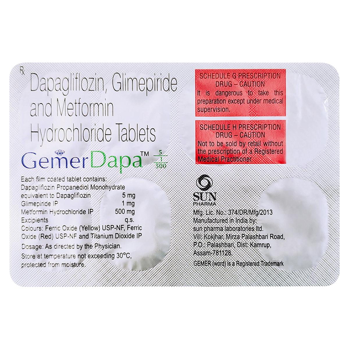 Gemer Dapa 5/1/500 Tablet 7's, Pack of 7 TabletS Gemer Dapa 5/1/500 Tablet 7's, Pack of 7 TabletS