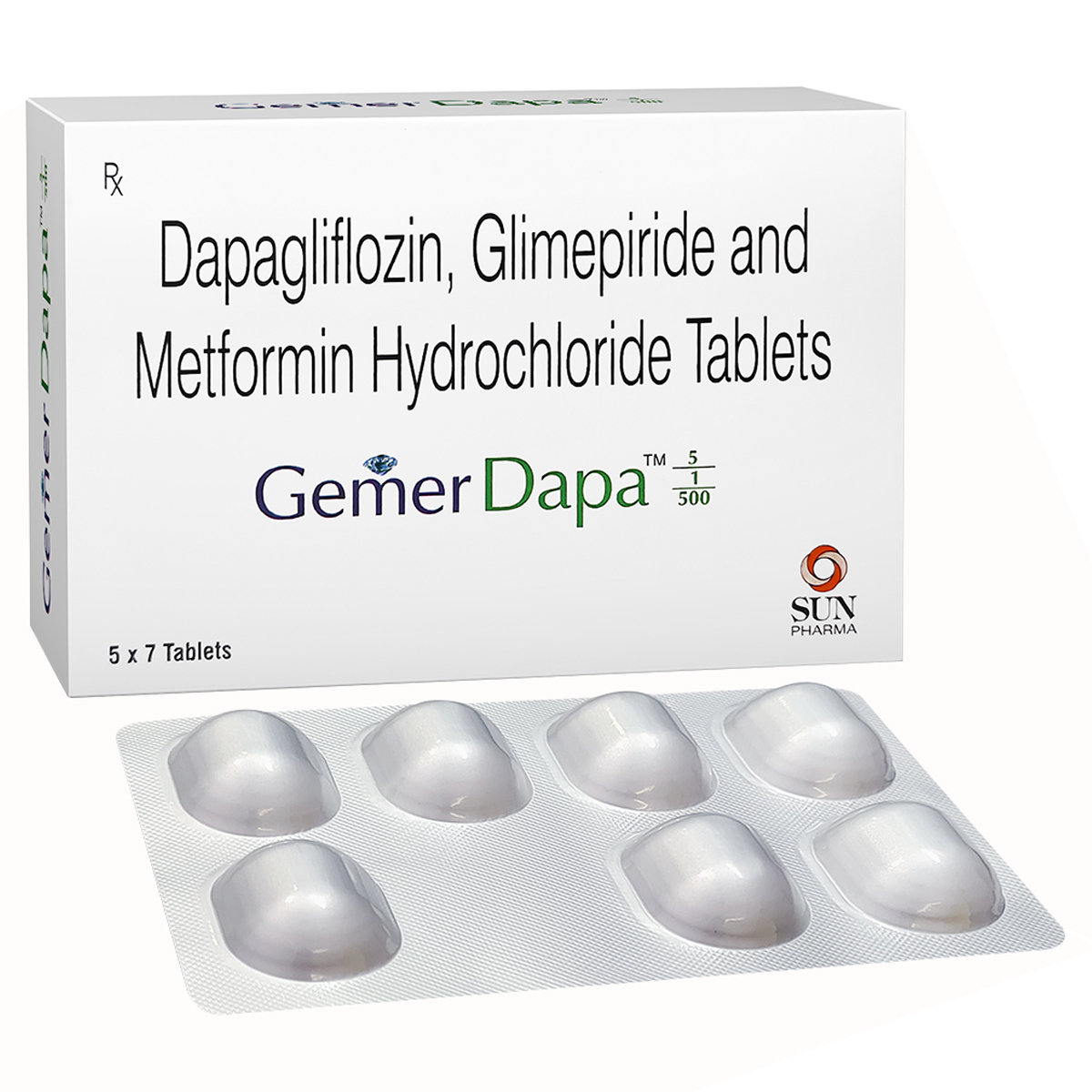 Gemer Dapa 5/1/500 Tablet 7's, Pack of 7 TabletS Gemer Dapa 5/1/500 Tablet 7's, Pack of 7 TabletS