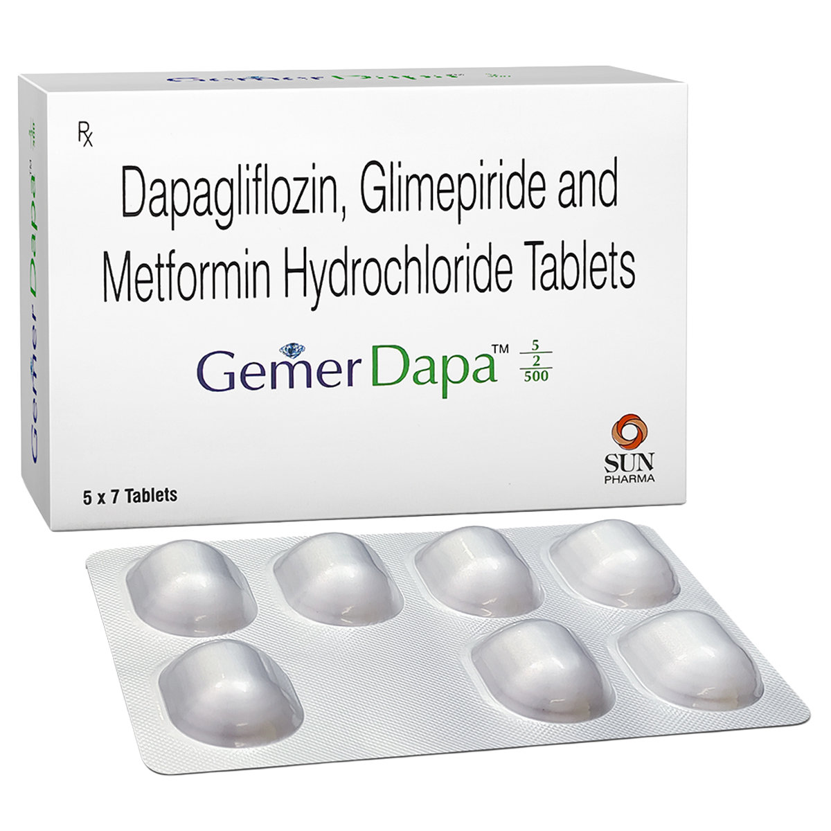 Gemer Dapa 5/2/500 Tablet 7's, Pack of 7 TabletS Gemer Dapa 5/2/500 Tablet 7's, Pack of 7 TabletS