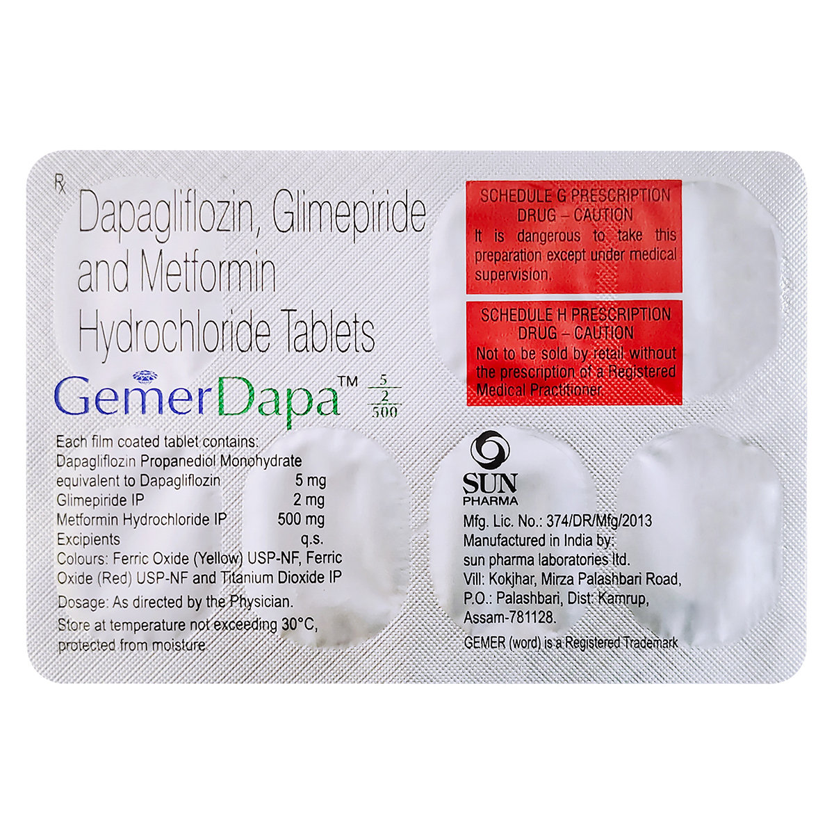Gemer Dapa 5/2/500 Tablet 7's, Pack of 7 TabletS Gemer Dapa 5/2/500 Tablet 7's, Pack of 7 TabletS