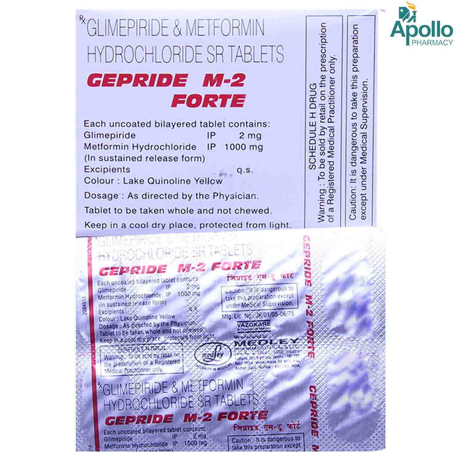 Gepride M2 Forte Tablet 10's, Pack of 10 TABLETS Gepride M2 Forte Tablet 10's, Pack of 10 TABLETS