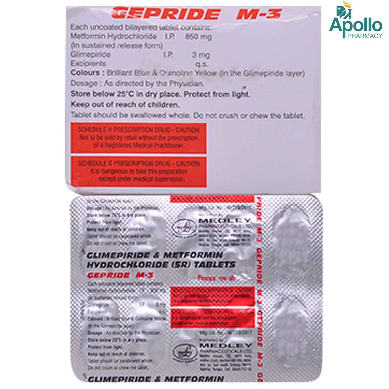 Gepride M-3 Tablet 10's, Pack of 10 TABLETS Gepride M-3 Tablet 10's, Pack of 10 TABLETS