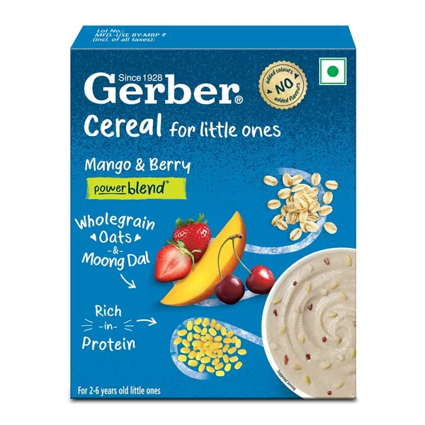 Gerber Cereal Mango & Berry Powder for 2-6 Year Old Kids, 300 gm Refill Pack