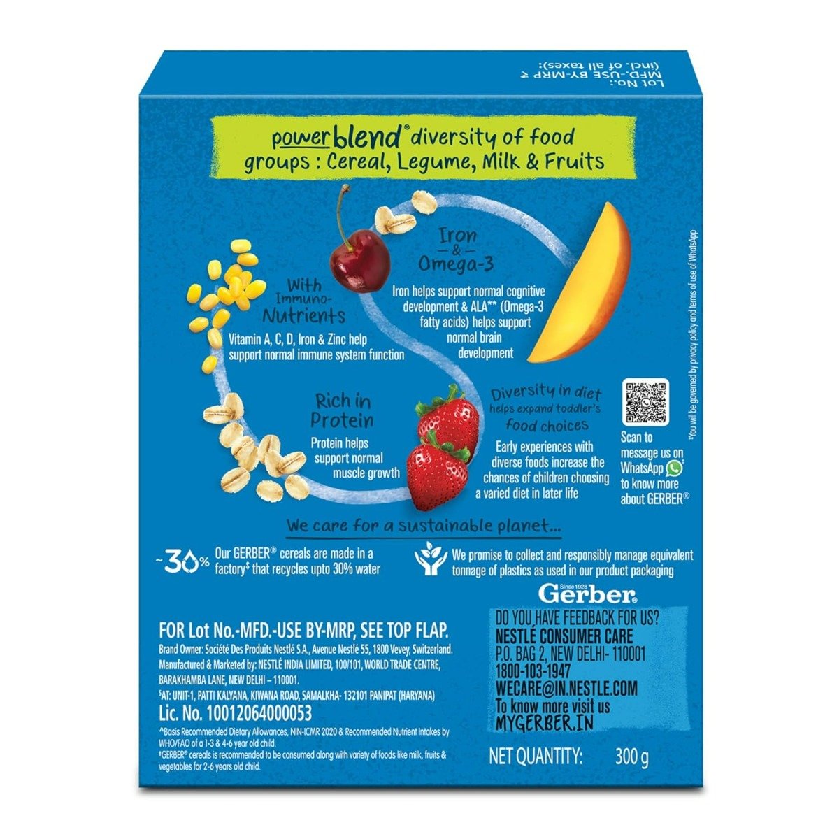 Gerber Cereal Mango & Berry Powder for 2-6 Year Old Kids, 300 gm Refill Pack, Pack of 1 Gerber Cereal Mango & Berry Powder for 2-6 Year Old Kids, 300 gm Refill Pack, Pack of 1