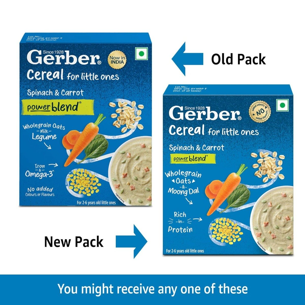 Gerber Cereal Spinach & Carrot Powder for 2-6 Year Old Kids, 300 gm Refill Pack, Pack of 1 Gerber Cereal Spinach & Carrot Powder for 2-6 Year Old Kids, 300 gm Refill Pack, Pack of 1