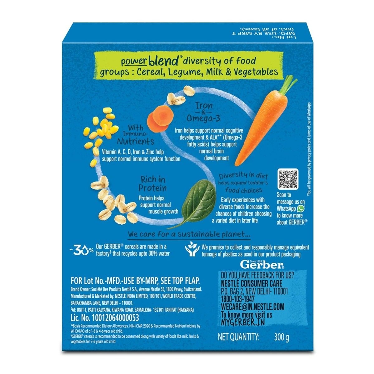 Gerber Cereal Spinach & Carrot Powder for 2-6 Year Old Kids, 300 gm Refill Pack, Pack of 1 Gerber Cereal Spinach & Carrot Powder for 2-6 Year Old Kids, 300 gm Refill Pack, Pack of 1