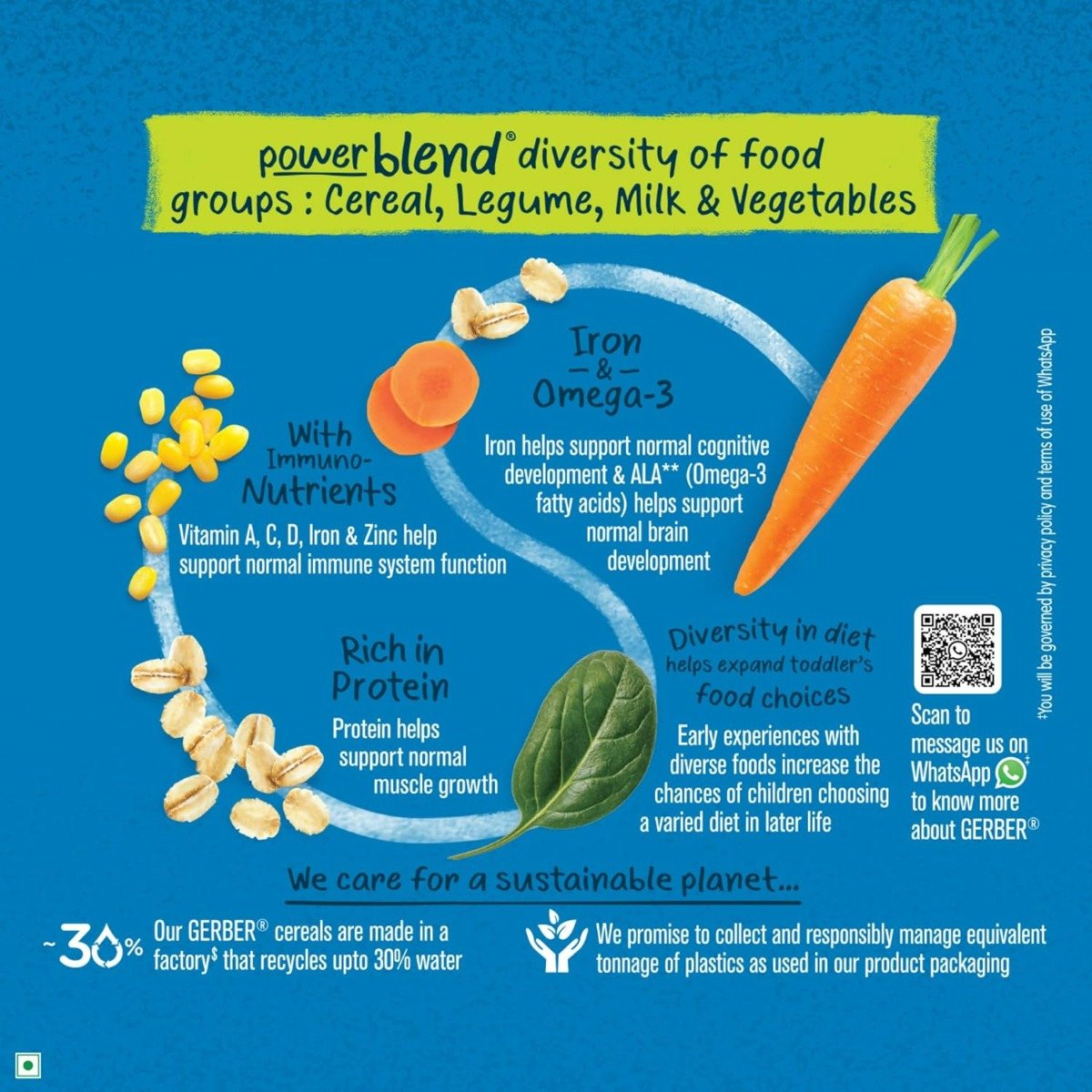 Gerber Cereal Spinach & Carrot Powder for 2-6 Year Old Kids, 300 gm Refill Pack, Pack of 1 Gerber Cereal Spinach & Carrot Powder for 2-6 Year Old Kids, 300 gm Refill Pack, Pack of 1