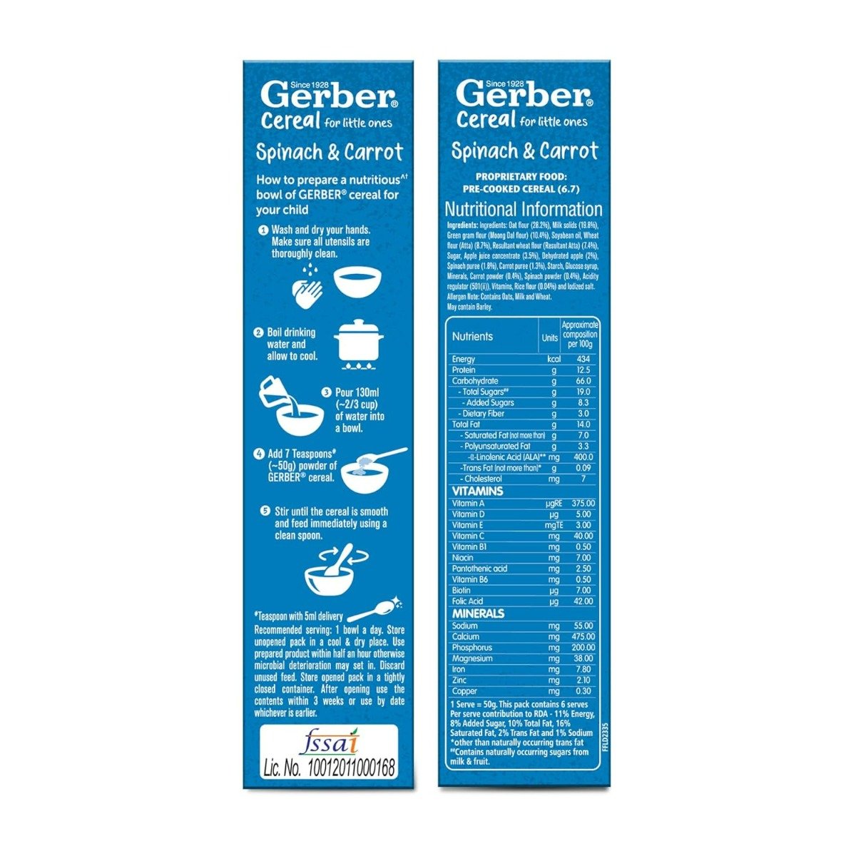 Gerber Cereal Spinach & Carrot Powder for 2-6 Year Old Kids, 300 gm Refill Pack, Pack of 1 Gerber Cereal Spinach & Carrot Powder for 2-6 Year Old Kids, 300 gm Refill Pack, Pack of 1