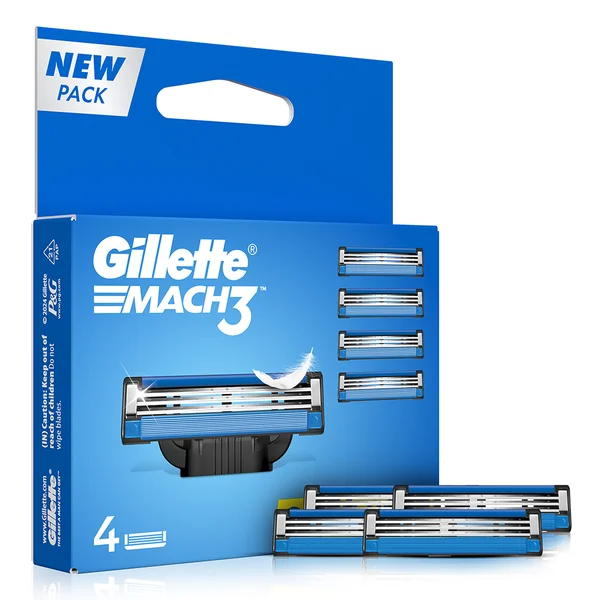 Gillette Mach3 Cartridge, 4 Count, Pack of 1
