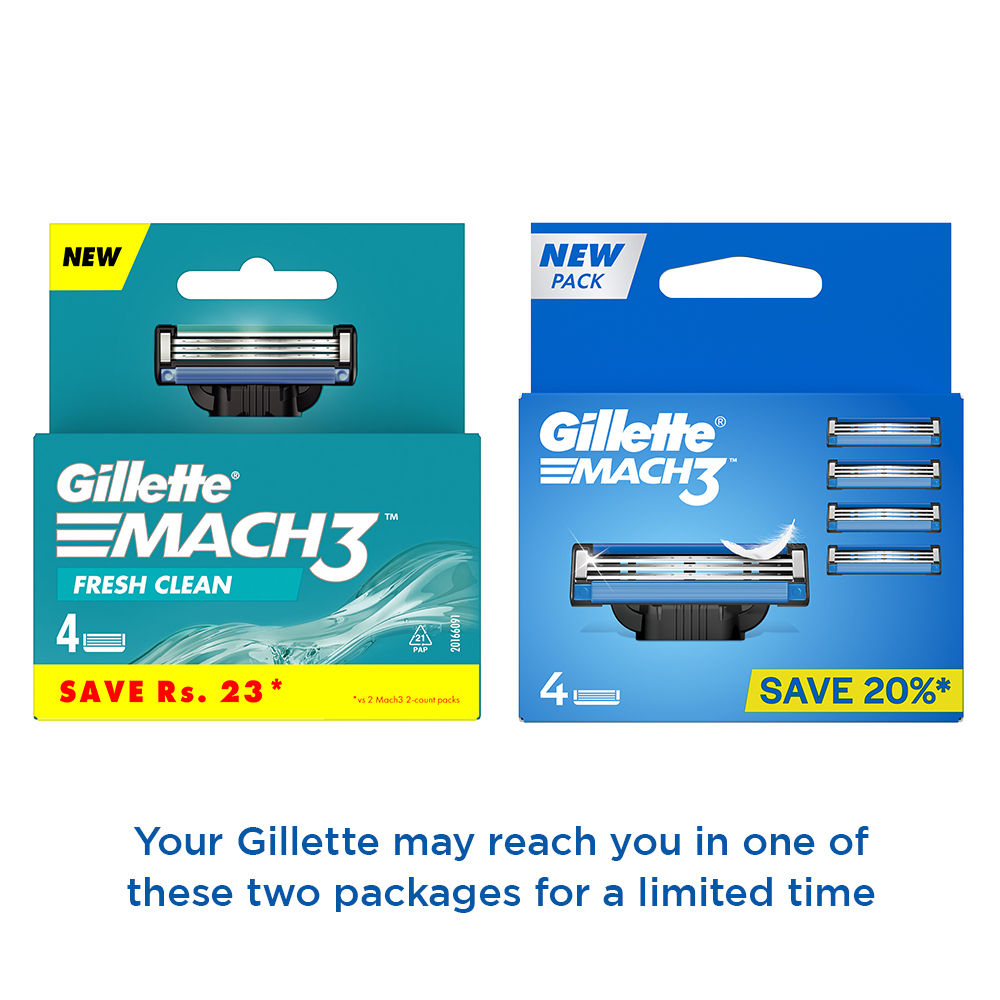 Gillette Mach3 Cartridge, 4 Count, Pack of 1 Gillette Mach3 Cartridge, 4 Count, Pack of 1