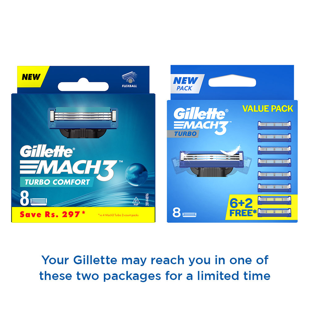 Gillette Mach 3 Turbo Cartridge, 8 Count, Pack of 1 Gillette Mach 3 Turbo Cartridge, 8 Count, Pack of 1