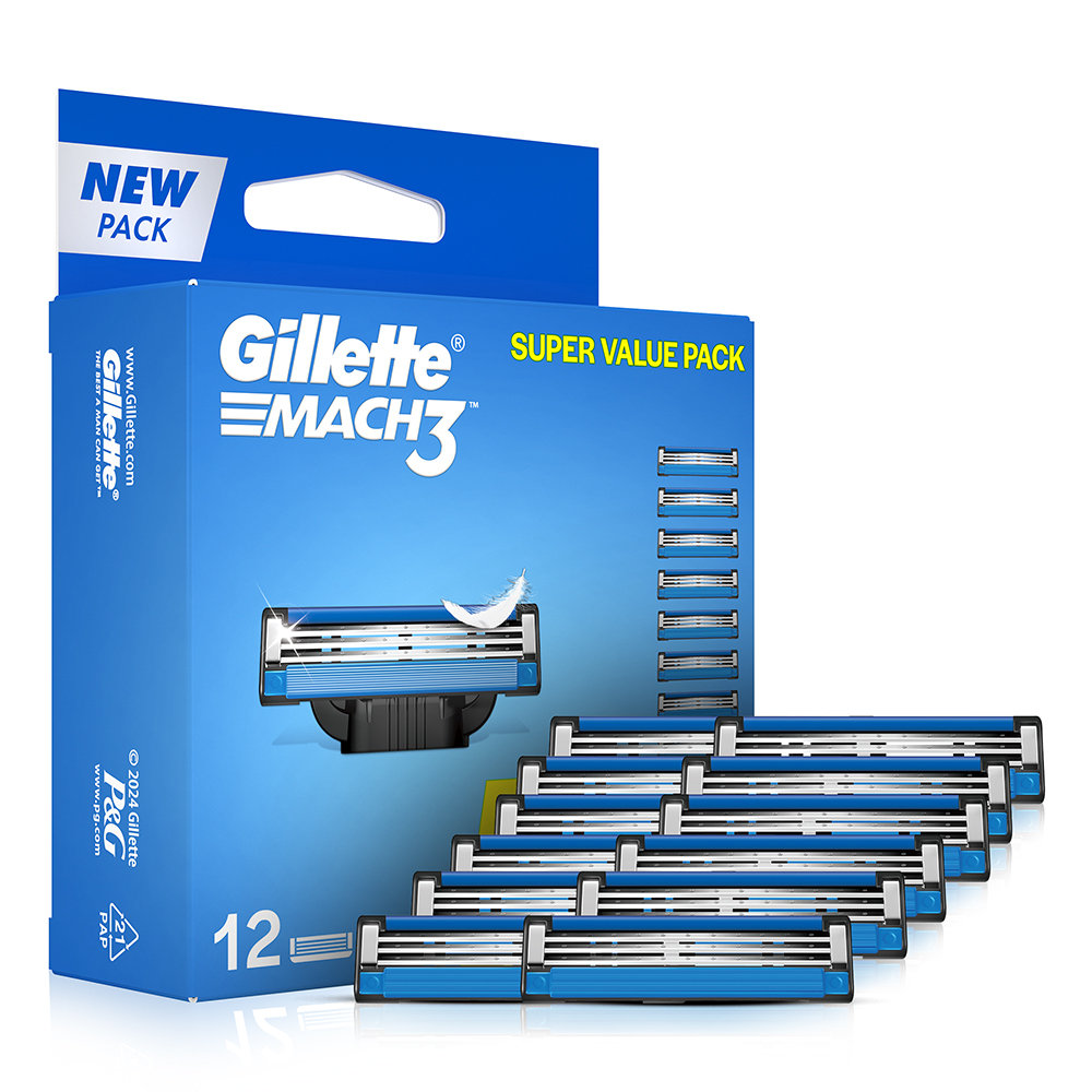 Gillette Mach 3 Cartridge, 12 Count, Pack of 1 Gillette Mach 3 Cartridge, 12 Count, Pack of 1