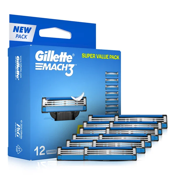 Gillette Mach 3 Cartridge, 12 Count, Pack of 1