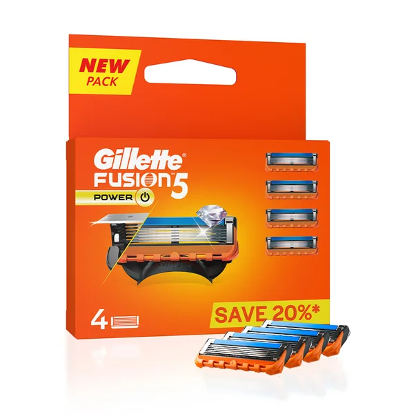 Gillette Fusion 5 Power Cartridge, 4 Count, Pack of 1