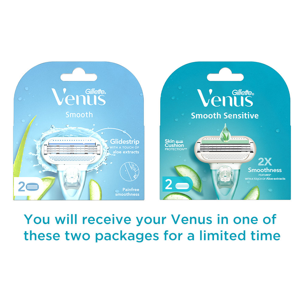 Gillette Venus Smooth Sensitive Razor Cartridges, 2 Count, Pack of 1 Gillette Venus Smooth Sensitive Razor Cartridges, 2 Count, Pack of 1