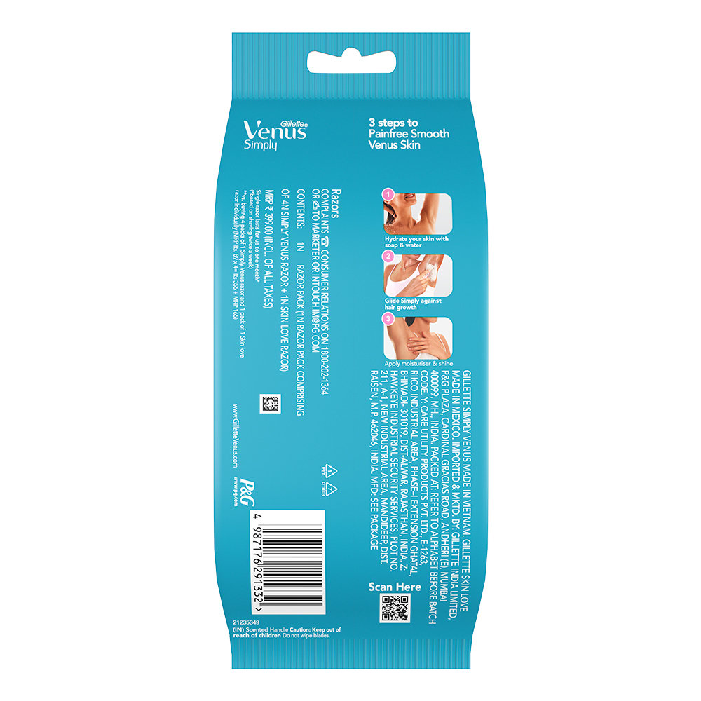 Gillette Simply Venus Hair Removal Razor for Women, 5 Count (4 simply Venus & 1 Skin Love), Pack of 1 Gillette Simply Venus Hair Removal Razor for Women, 5 Count (4 simply Venus & 1 Skin Love), Pack of 1