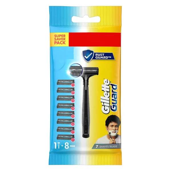 Gillette Guard Razor + Cartridge, 1 Kit (1 Razor+8 Cartridge), Pack of 1