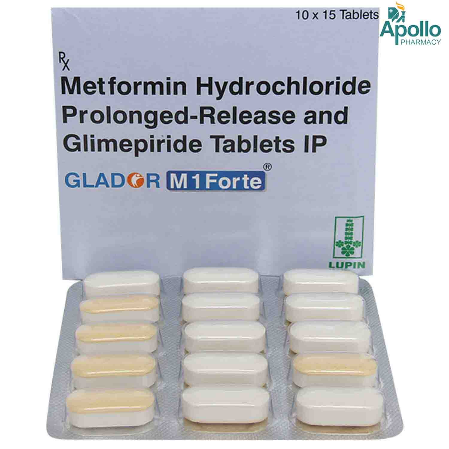 Glador M 1 Forte Tablet 15's, Pack of 15 TabletS Glador M 1 Forte Tablet 15's, Pack of 15 TabletS