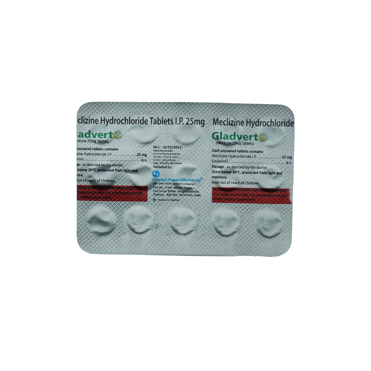 Buy Gladvert 25 Tablet 15's Online