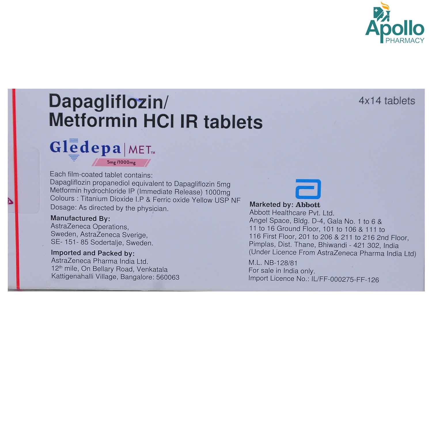 Gledepa Met 5/1000 Tablet 14's, Pack of 14 TABLETS Gledepa Met 5/1000 Tablet 14's, Pack of 14 TABLETS