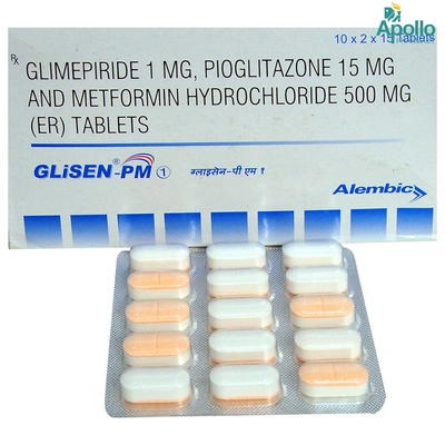 Glisen-PM 1 Tablet 15's, Pack of 15 TABLETS