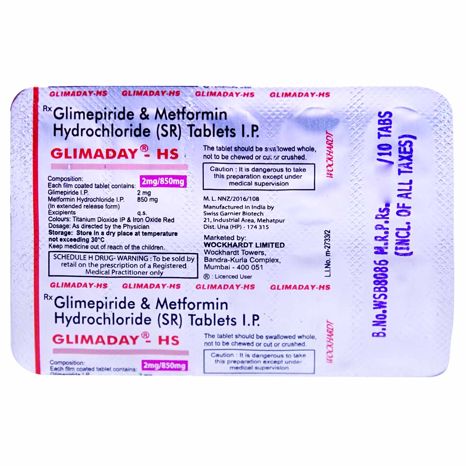 Glimaday HS Tablet 10's, Pack of 10 TABLETS Glimaday HS Tablet 10's, Pack of 10 TABLETS