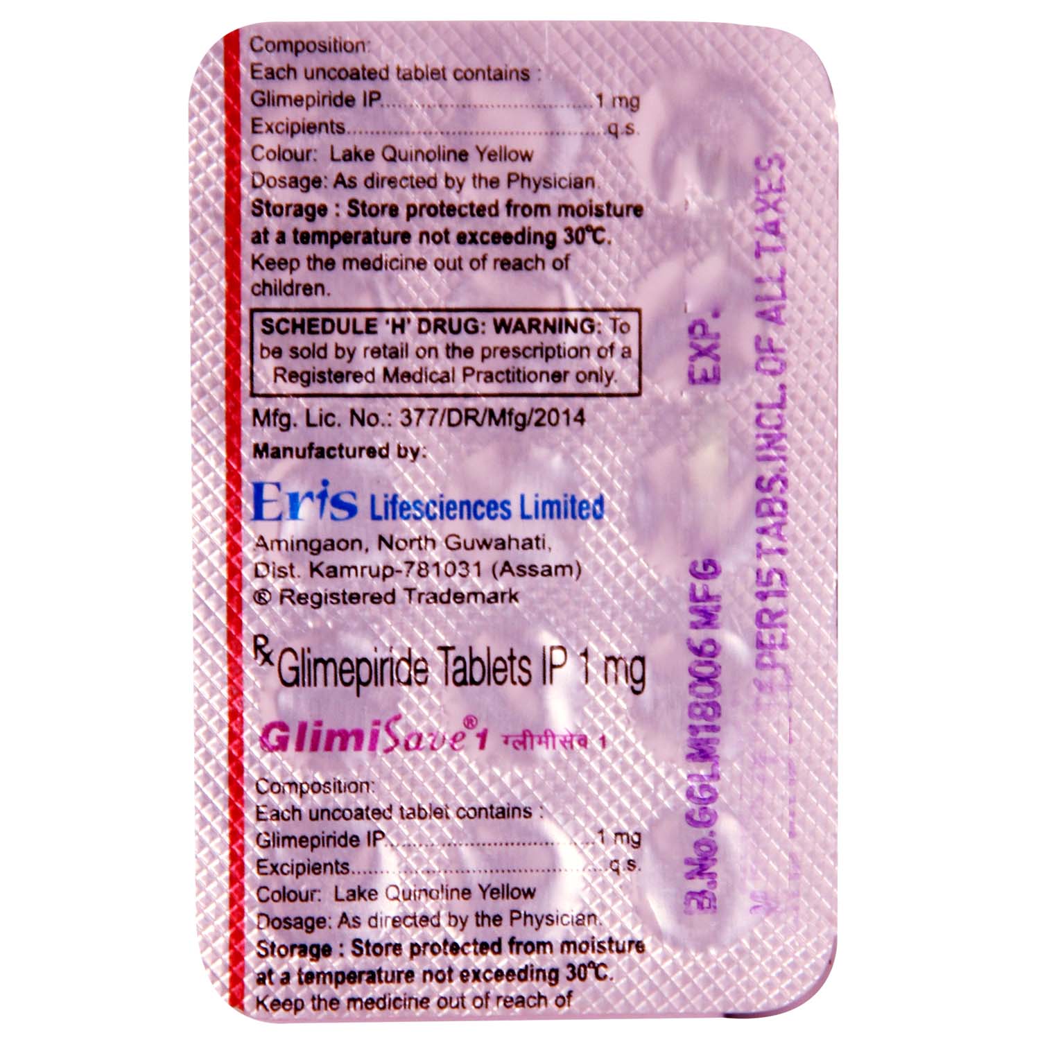 Glimisave 1 Tablet 15's, Pack of 15 TABLETS Glimisave 1 Tablet 15's, Pack of 15 TABLETS