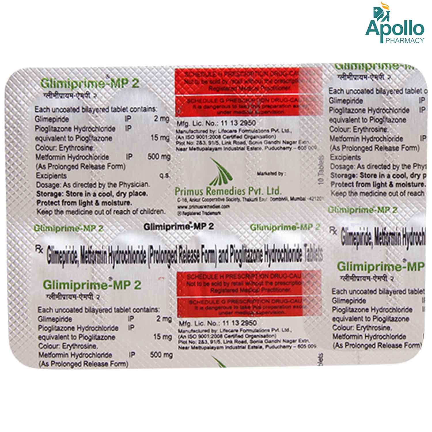 Glimiprime-MP 2 Tablet 10's, Pack of 10 TABLETS Glimiprime-MP 2 Tablet 10's, Pack of 10 TABLETS