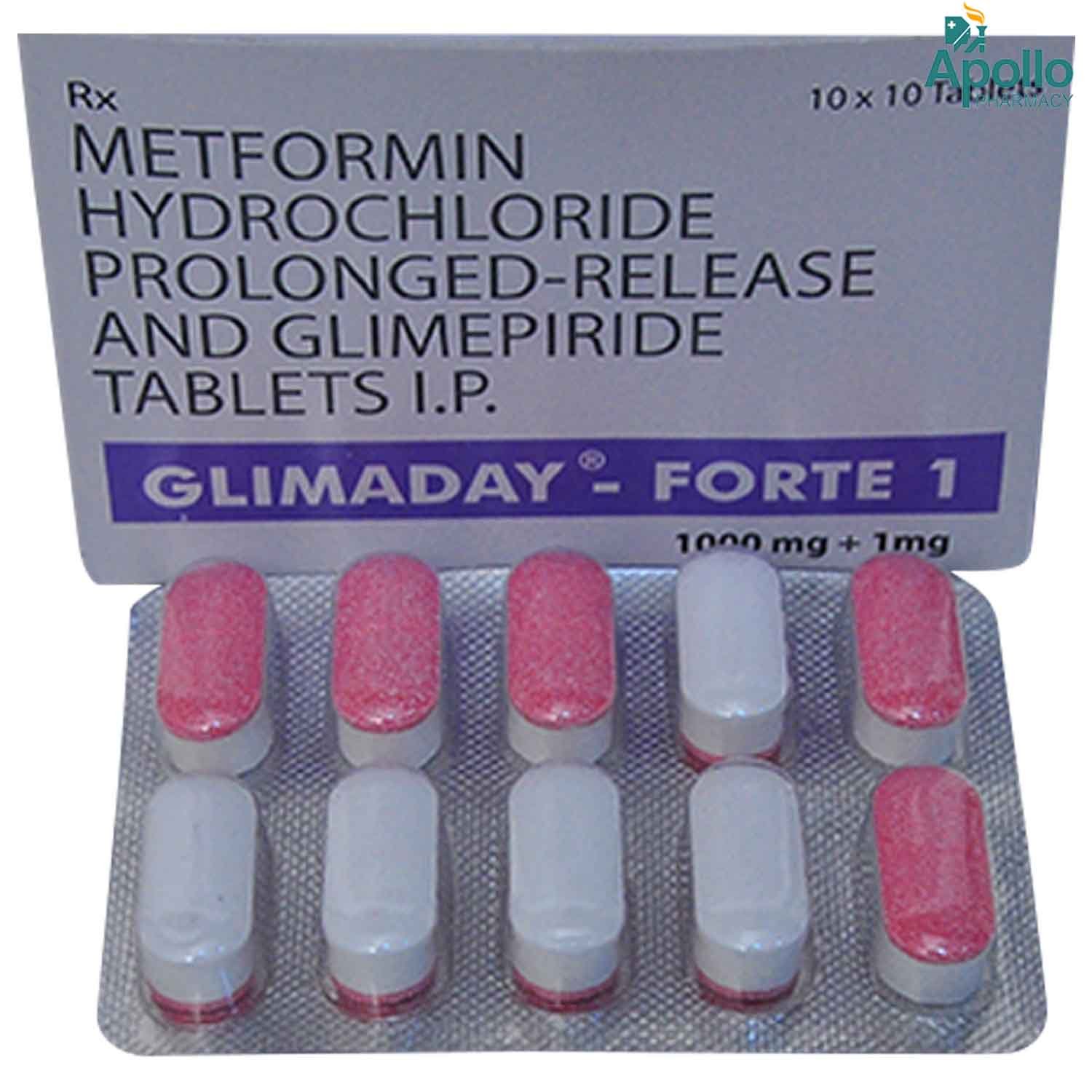 Glimaday Forte 1 mg Tablet 10's, Pack of 10 TabletS Glimaday Forte 1 mg Tablet 10's, Pack of 10 TabletS