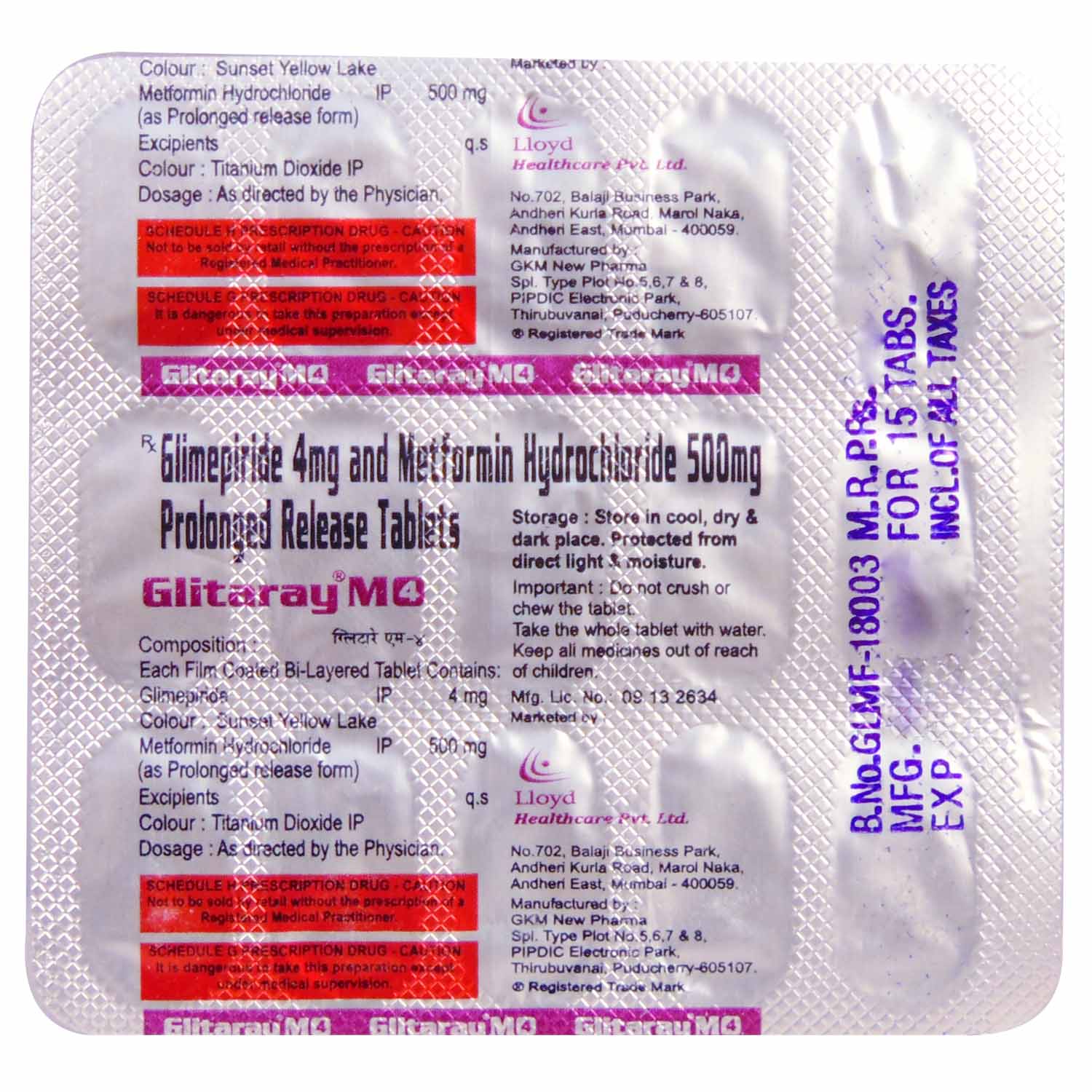 Glitaray M 4 Tablet 15's, Pack of 15 TABLETS Glitaray M 4 Tablet 15's, Pack of 15 TABLETS