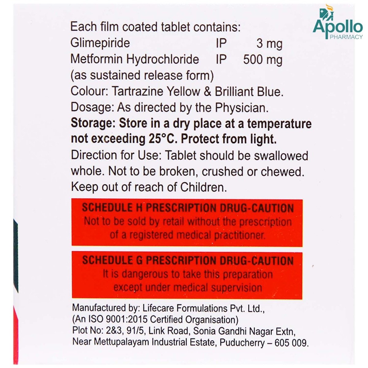 Glimiprime M 3 Tablet 10's, Pack of 10 TABLETS Glimiprime M 3 Tablet 10's, Pack of 10 TABLETS