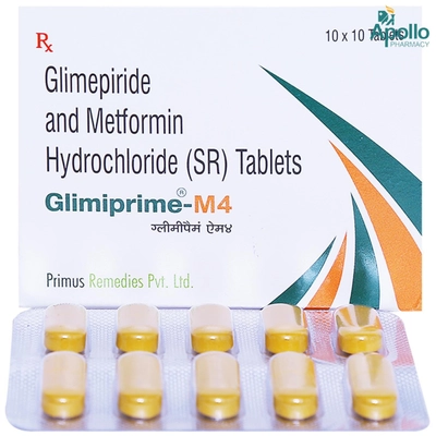 Glimiprime M 4 Tablet 10's, Pack of 10 TABLETS