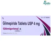 GLIMIPRIME 4MG TABLET 10'S , Pack of 10 TabletS