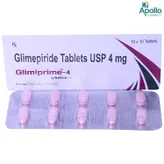 GLIMIPRIME 4MG TABLET 10'S , Pack of 10 TabletS