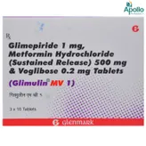 GLIMULIN MV 1MG TABLET 10'S, Pack of 10 TABLETS