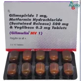 GLIMULIN MV 1MG TABLET 10'S, Pack of 10 TABLETS