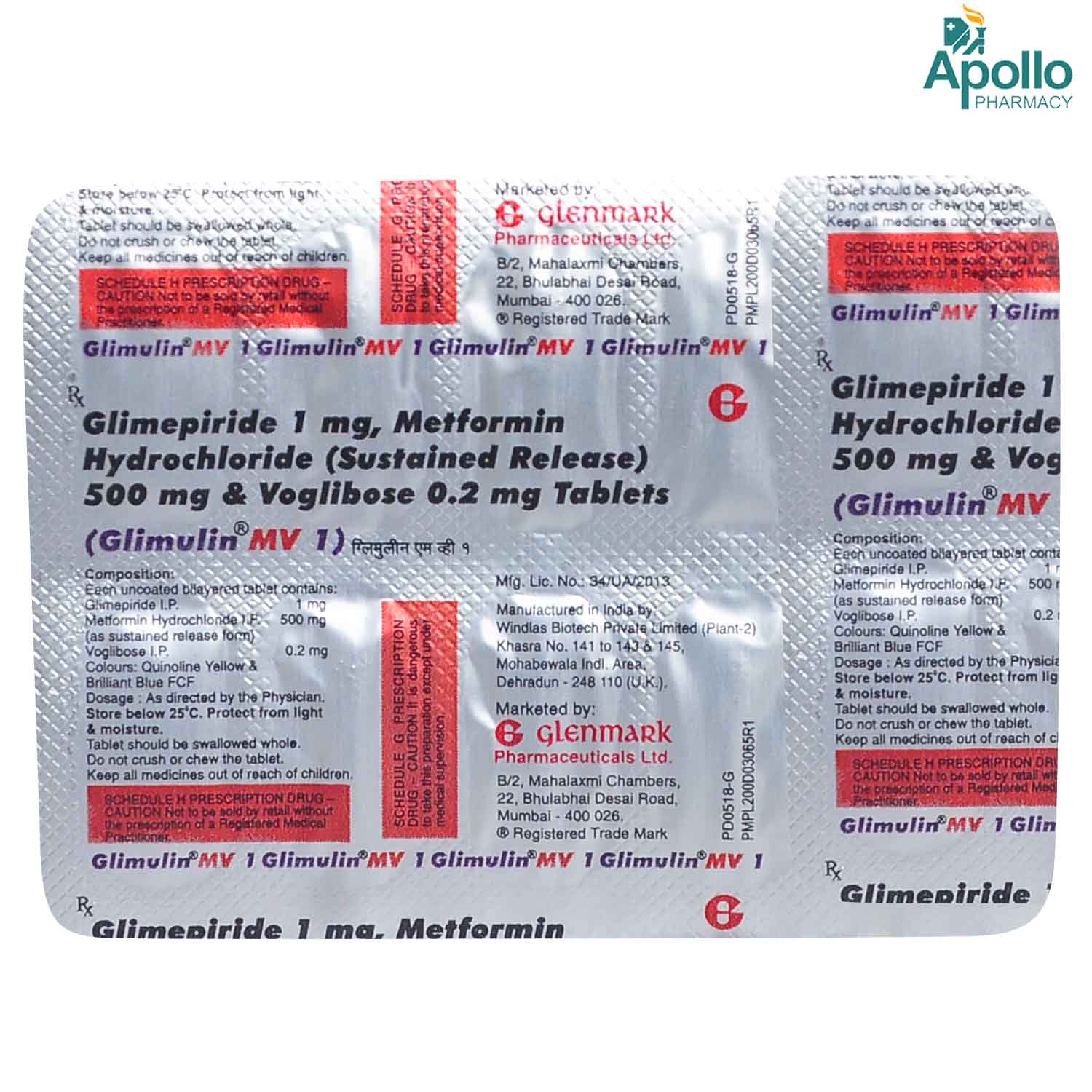 Glimulin MV 1 Tablet 10's, Pack of 10 Glimulin MV 1 Tablet 10's, Pack of 10