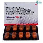 Glimulin MV 2 Tablet 10's, Pack of 10 TABLETS