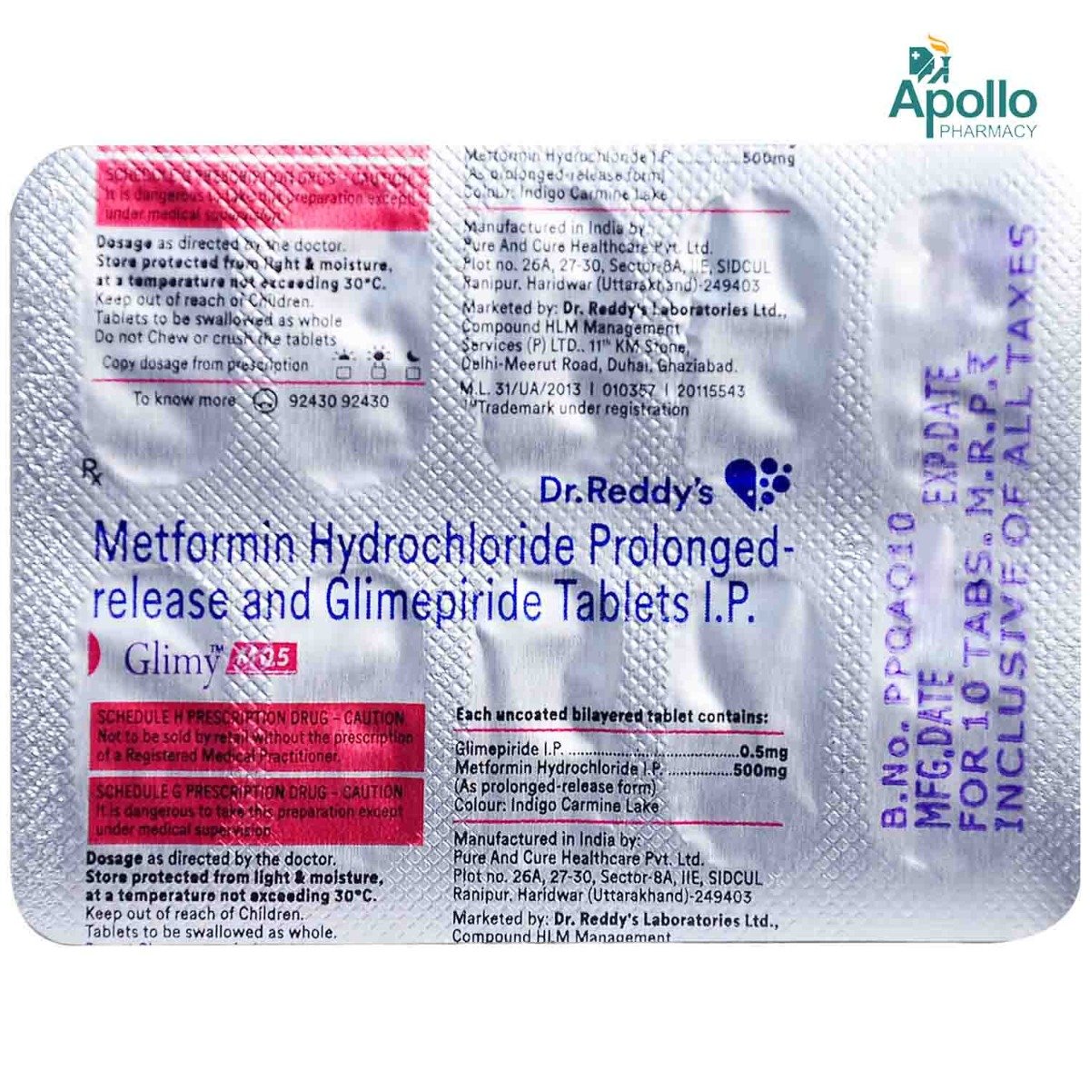 Glimy M 0.5 Tablet 10's, Pack of 10 TABLETS Glimy M 0.5 Tablet 10's, Pack of 10 TABLETS