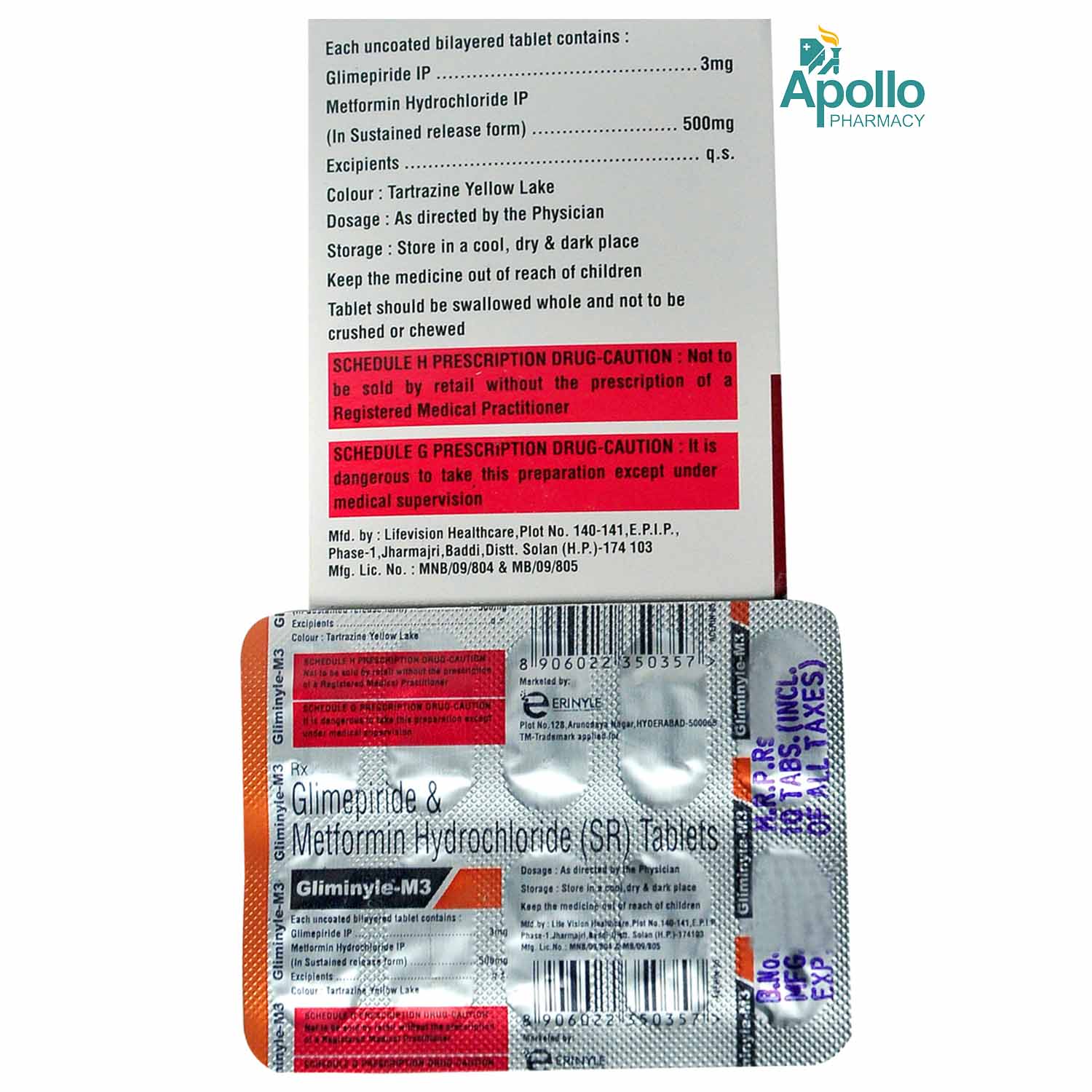 Gliminyle-M 3 Tablet 10's, Pack of 10 TABLETS Gliminyle-M 3 Tablet 10's, Pack of 10 TABLETS