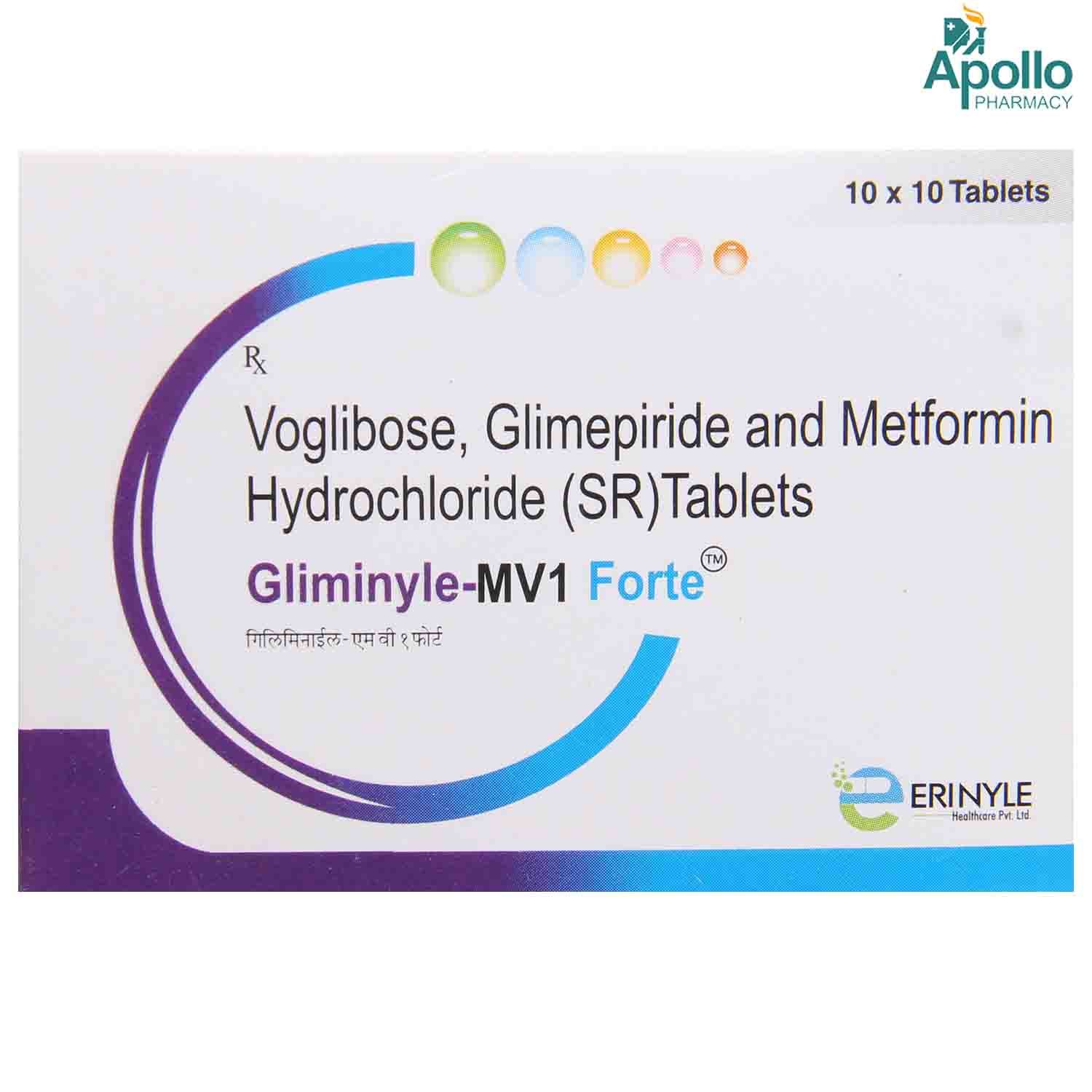 Buy GLIMINYLE MV 1MG FORTE TABLET 10'S Online