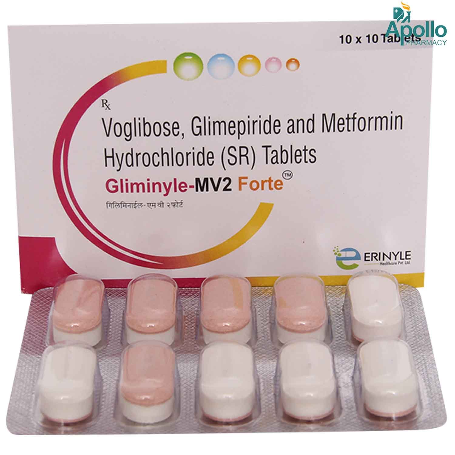 Gliminyle-MV 2 Forte Tablet 10's, Pack of 10 TabletS Gliminyle-MV 2 Forte Tablet 10's, Pack of 10 TabletS