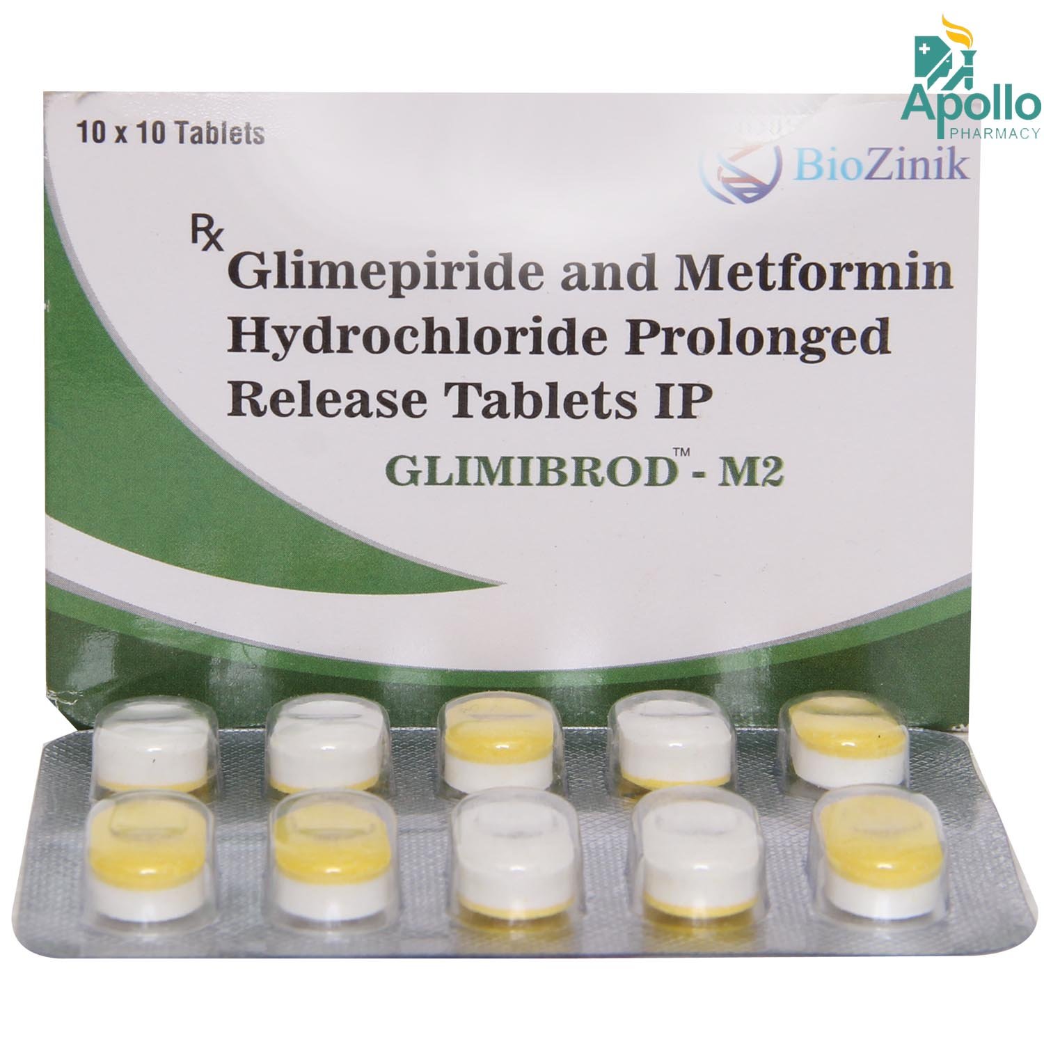 Glimibrod-M 2/500mg Tablet 10's, Pack of 10 TABLETS Glimibrod-M 2/500mg Tablet 10's, Pack of 10 TABLETS