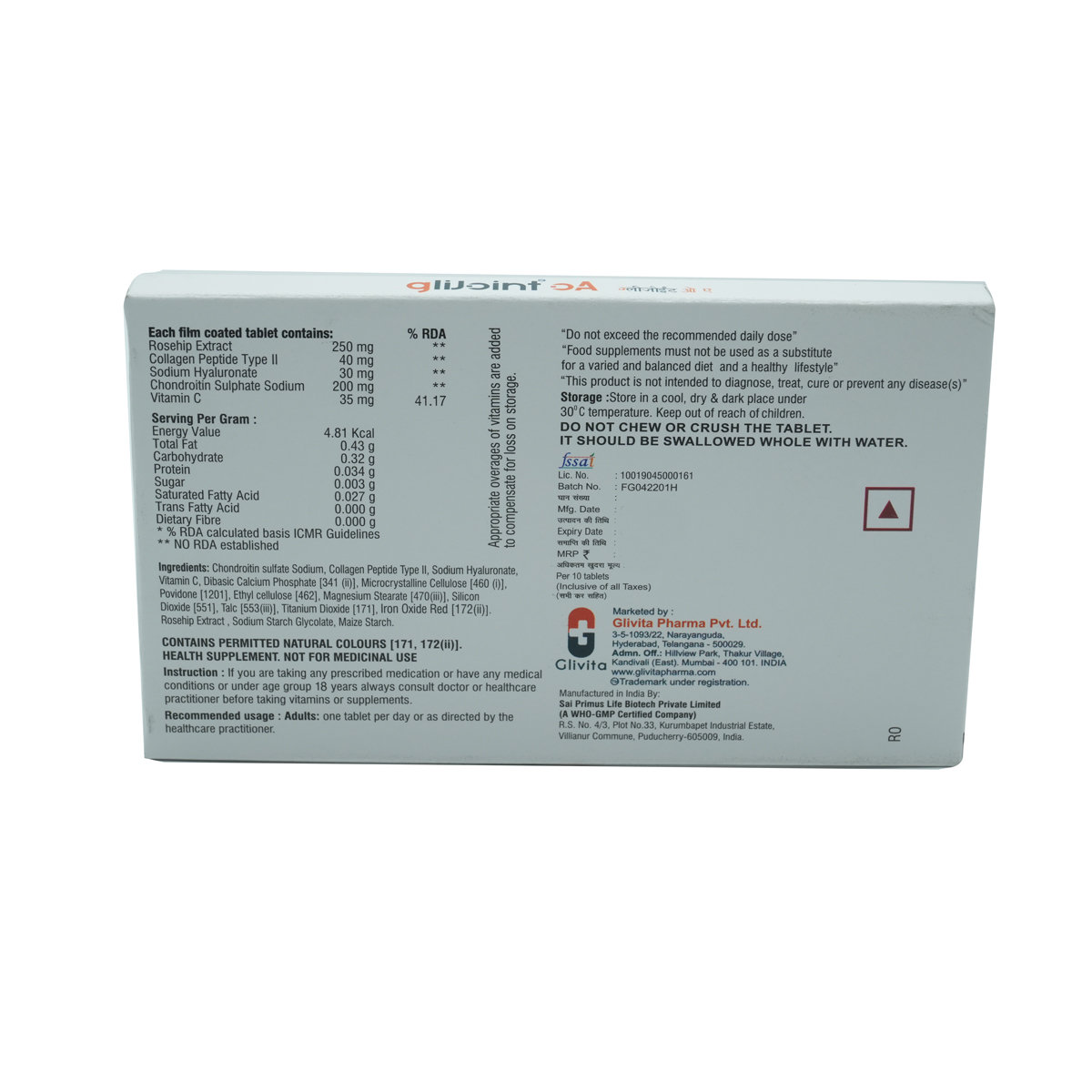 Glijoint Oa Tablet 10'S, Pack of 10 TABLETS Glijoint Oa Tablet 10'S, Pack of 10 TABLETS